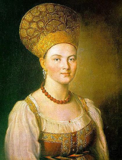 unknow artist Portrait of an Unknown Woman in Russian Costume Norge oil painting art